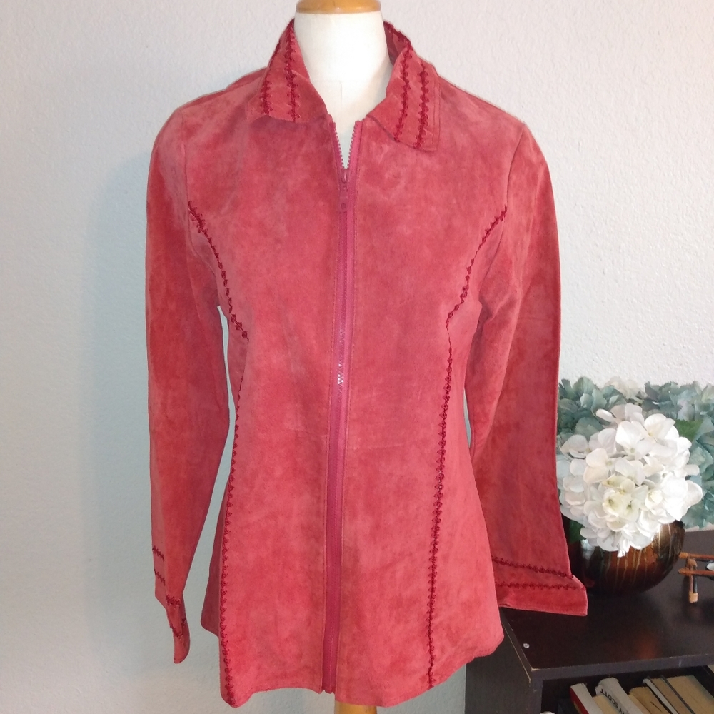 New No Tags Ameri Mode Red Leather Jacket Sz S - image 1